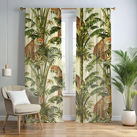 Jungle themed premium opaque curtains