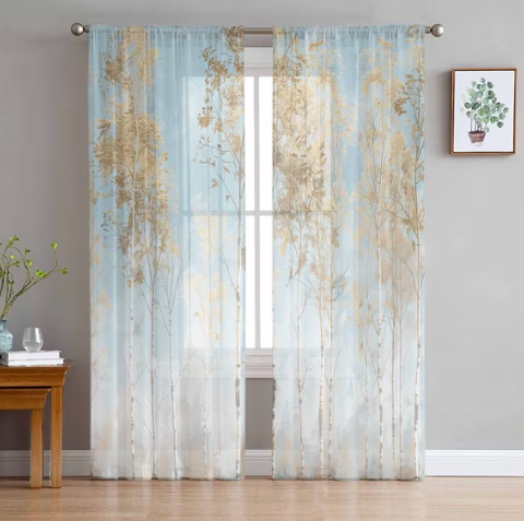 Light blue premium sheer curtains