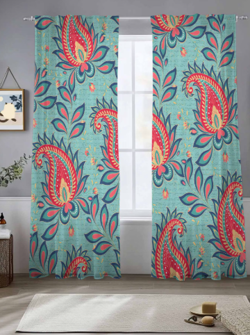 Teal budget sheer curtains
