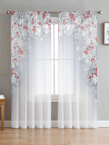 Snowy pine premium sheer curtains