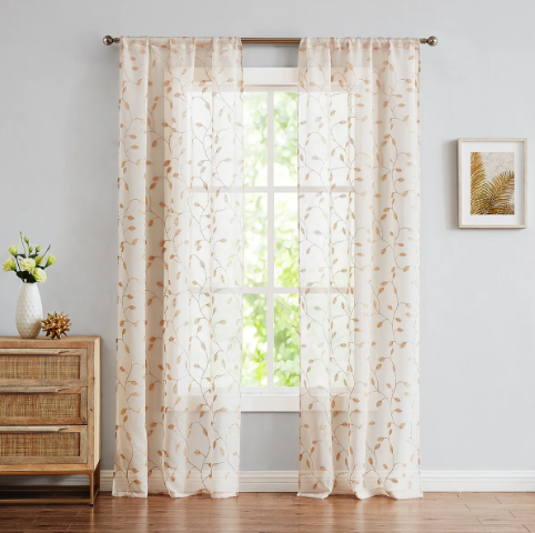 Beige budget sheer curtains