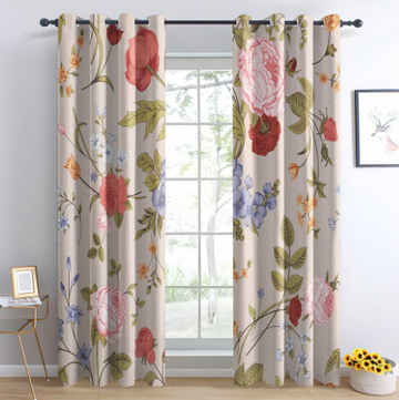 Floral red budget opaque curtains