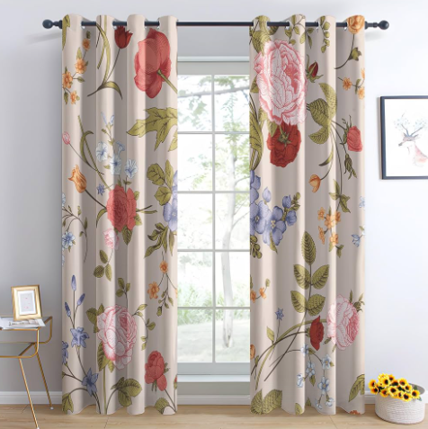 Floral red budget opaque curtains