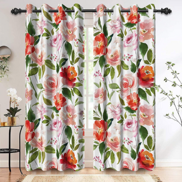 Watercolor floral premium opaque curtains