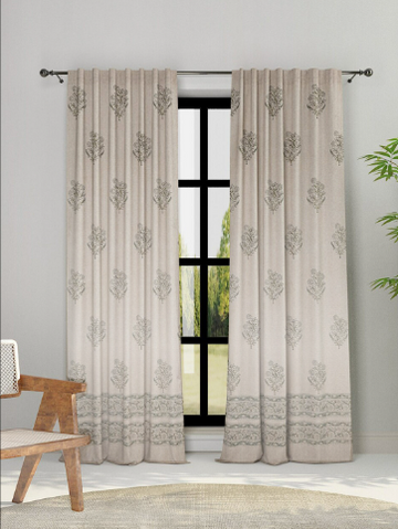 Gray botanical premium sheer curtains