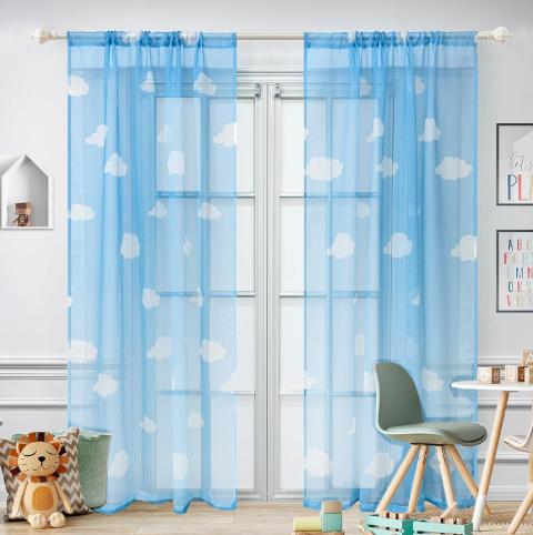 Cloud printed budget sheer curtains