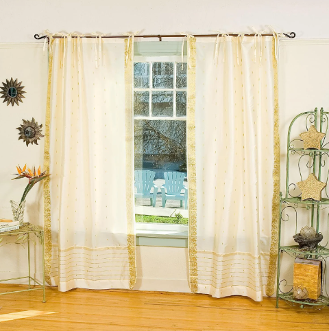White gold budget sheer curtains