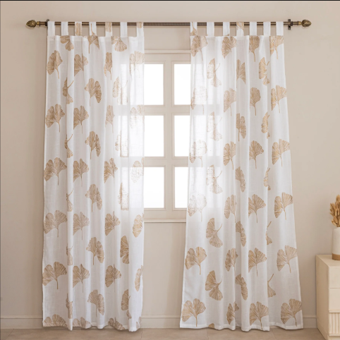 Brown printed budget sheer curtains
