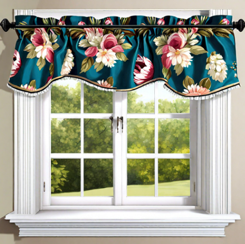 Blue printed valances
