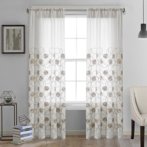 Geometric budget sheer curtains