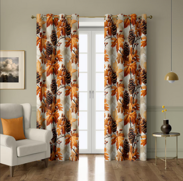 Leaf printed budget opaque curtains