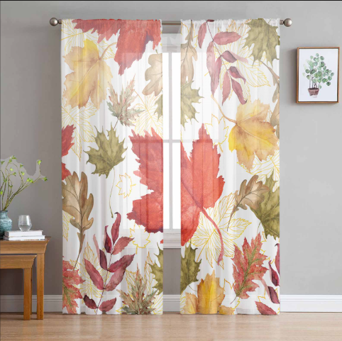 Fall printed budget sheer curtains